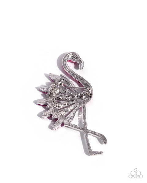 Paparazzi Frenetic Flamingo - Pink Brooch