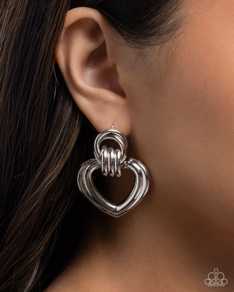 COMING SOON PAPARAZZI Constant Calm - Silver Heart Earrings