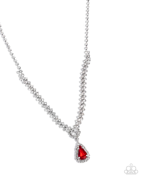 Paparazzi Teardrop Trimming - Red Necklace