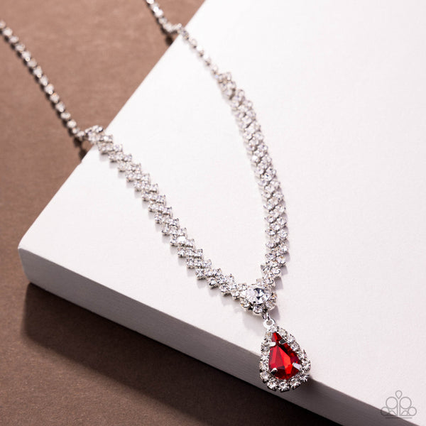 Paparazzi Teardrop Trimming - Red Necklace