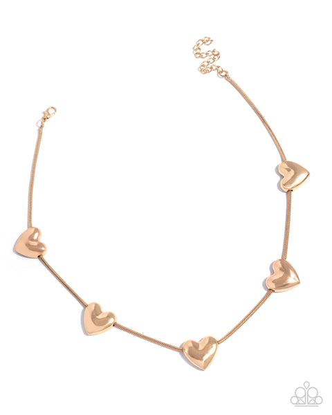 COMING SOON Paparazzi 
Group Date Heart - Gold Necklace