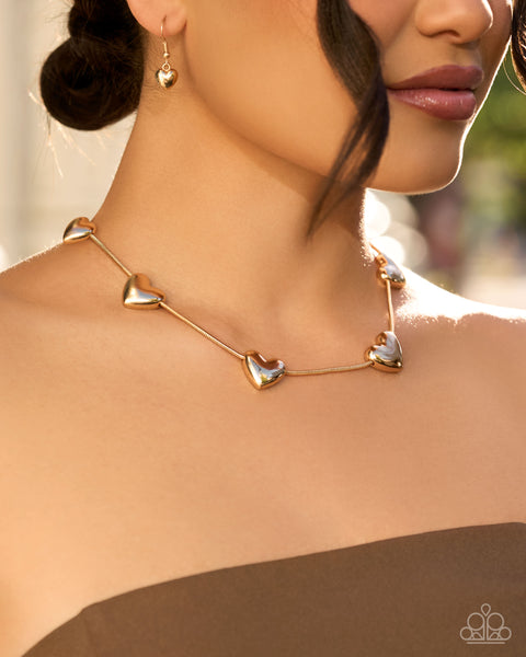 COMING SOON Paparazzi 
Group Date Heart - Gold Necklace