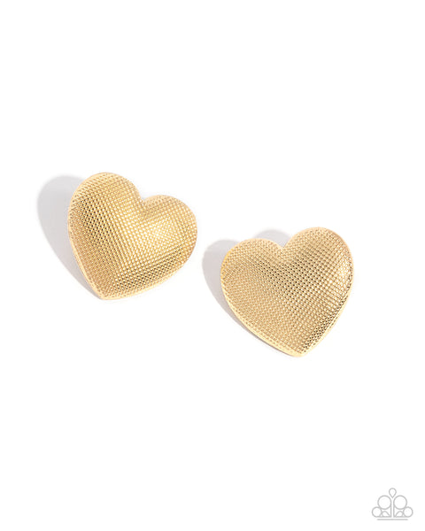 Paparazzi Smitten Studs - Gold Heart Earrings