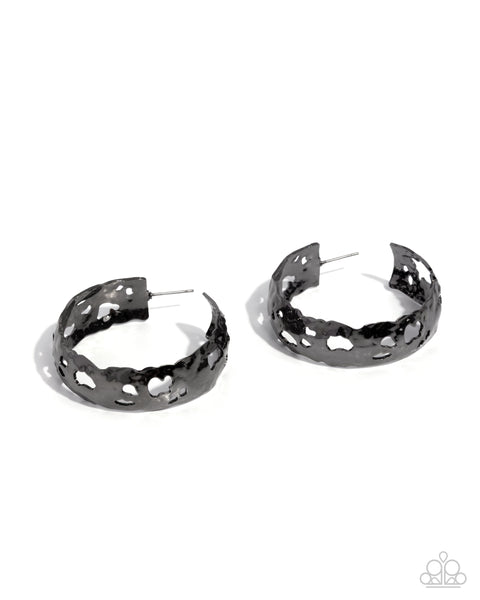 Paparazzi Warped Whisper - Black Hoop Earrings