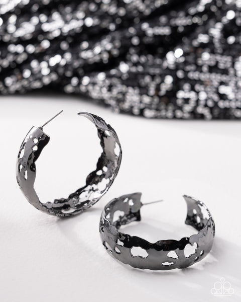 Paparazzi Warped Whisper - Black Hoop Earrings