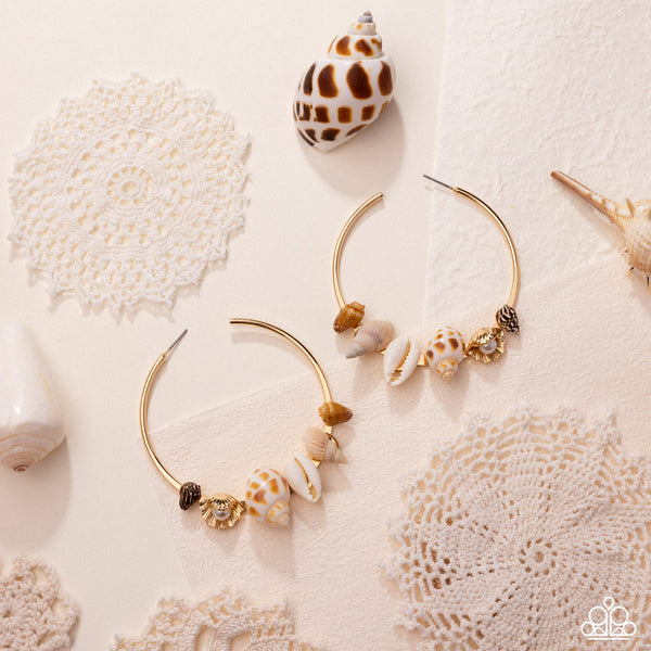 COMING SOON Paparazzi 
Seashell Sonnet - Gold Hoop Earrings