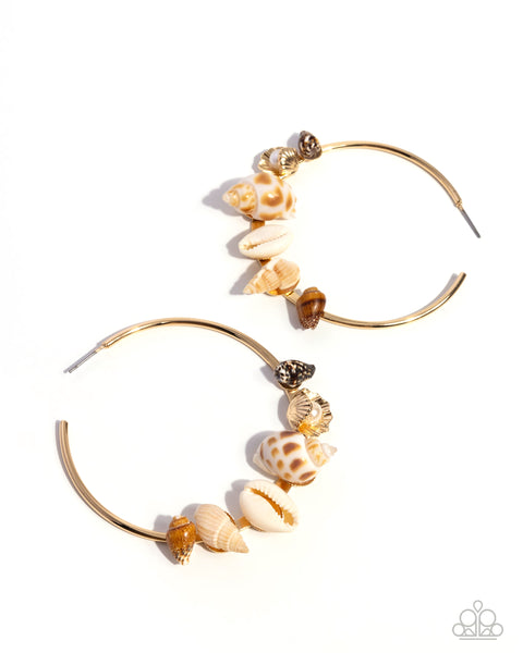 COMING SOON Paparazzi 
Seashell Sonnet - Gold Hoop Earrings