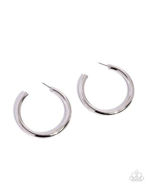 COMING SOON Paparazzi Sinuous Sheen - Silver Hoop Earrings