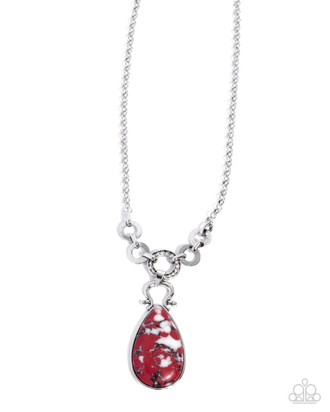 Paparazzi Tough Teardrop - Red Necklace