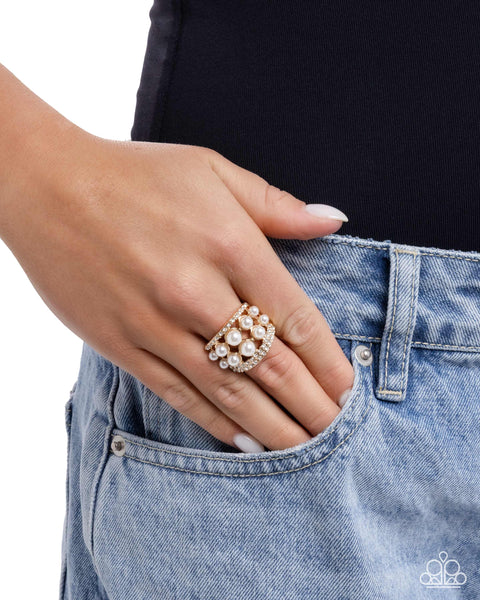 COMING SOON Paparazzi 
Glossy Gallery - Gold Pearl Ring