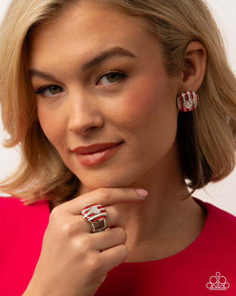 Paparazzi Striped Surprise Ring and Earrings Multi Set