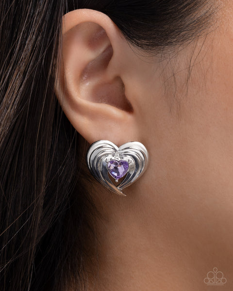 COMING SOON Paparazzi 
Daring Damsel - Purple Heart Earrings