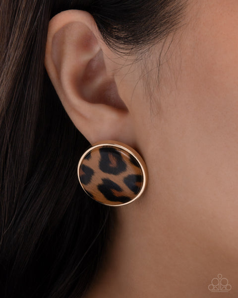 COMING SOON Paparazzi 
Cheetah Centerpiece - Gold Earrings