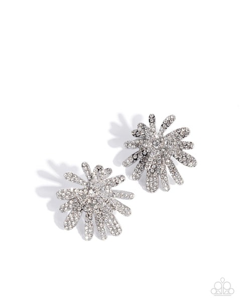 Paparazzi Sparkly Springtime - White Earrings