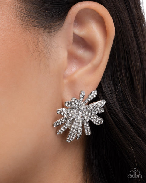 Paparazzi Sparkly Springtime - White Earrings