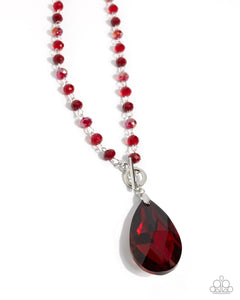 COMING SOON Paparazzi Teardrop Tale - Red Toggle Necklace