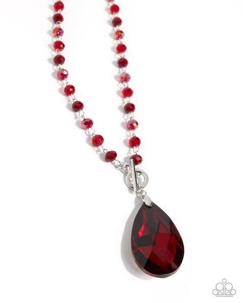 COMING SOON Paparazzi Teardrop Tale - Red Toggle Necklace