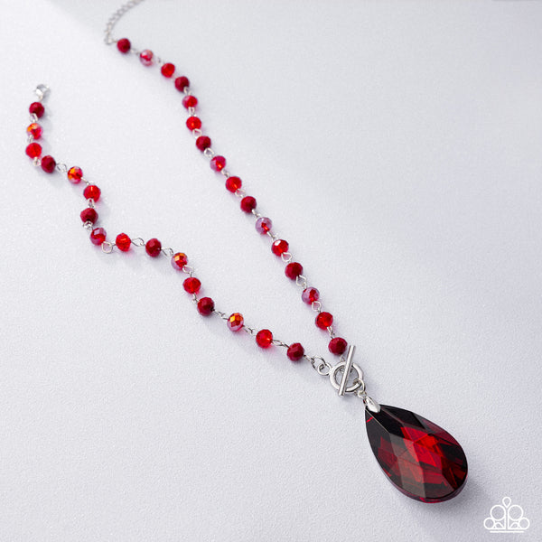 COMING SOON Paparazzi Teardrop Tale - Red Toggle Necklace