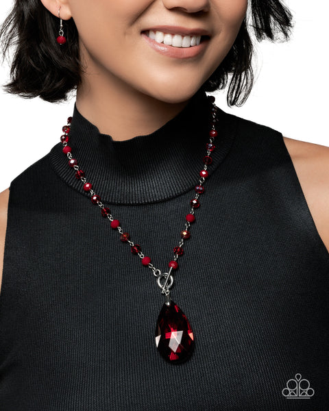 COMING SOON Paparazzi Teardrop Tale - Red Toggle Necklace