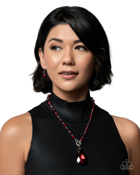 COMING SOON Paparazzi Teardrop Tale - Red Toggle Necklace