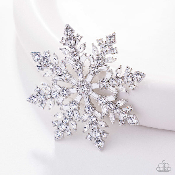 COMING SOON Paparazzi Snowflake Solstice - White Brooch