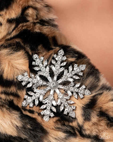COMING SOON Paparazzi Snowflake Solstice - White Brooch