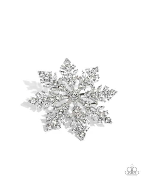 COMING SOON Paparazzi Snowflake Solstice - White Brooch