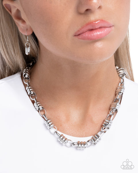 COMING SOON Paparazzi Interlocked Imitation - Silver Necklace
