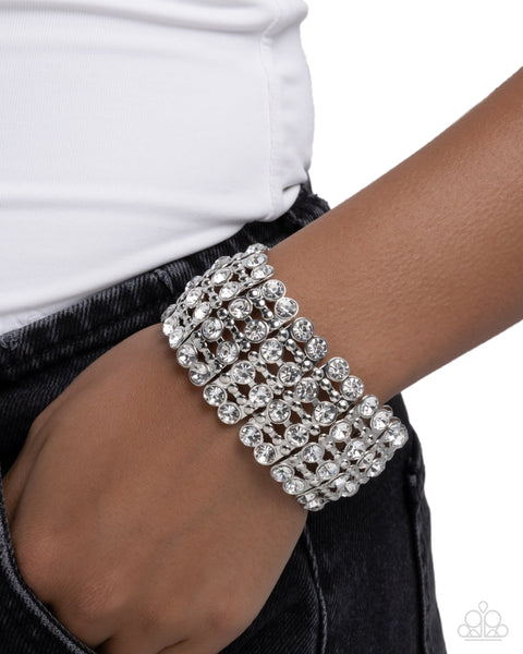 Paparazzi Exuberant Elegance - White Bracelet