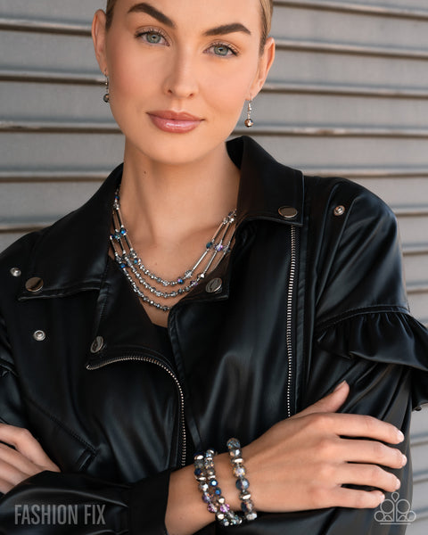 COMING SOON Paparazzi 
Electric Effect Multi Bracelet and Celestial Class Blue Necklace Set