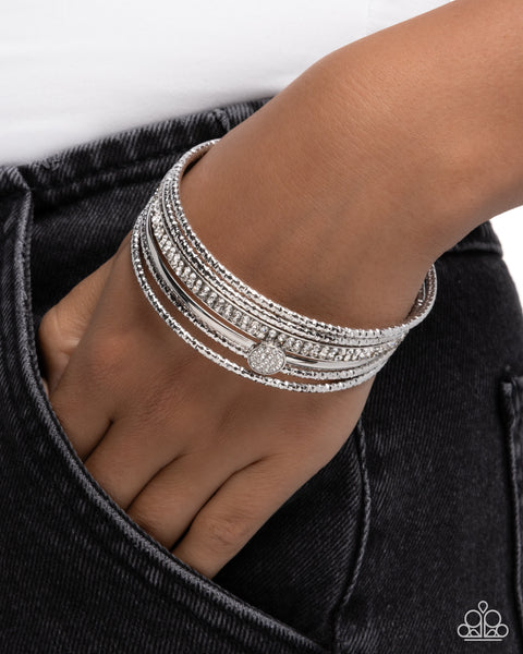 Paparazzi Timeless Test - White Bangle Bracelet
