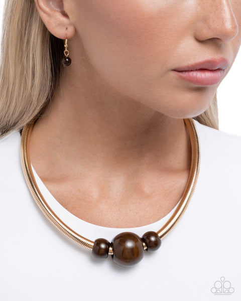 Paparazzi Sleek Shift - Brown Necklace