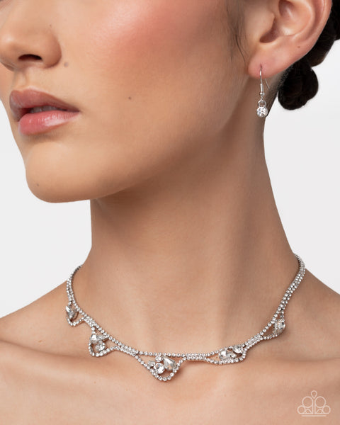 Paparazzi Noble Nuptials (Necklace, Earrings, Bracelet) White Set