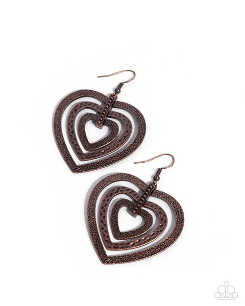 Paparazzi Loving Labor - Copper Heart Earrings