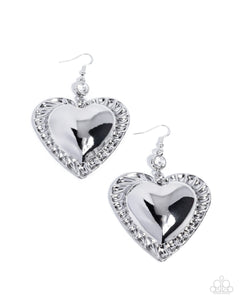 COMING SOON Paparazzi Smitten Sheen - White Heart Earrings