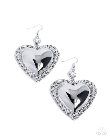 COMING SOON Paparazzi Smitten Sheen - White Heart Earrings
