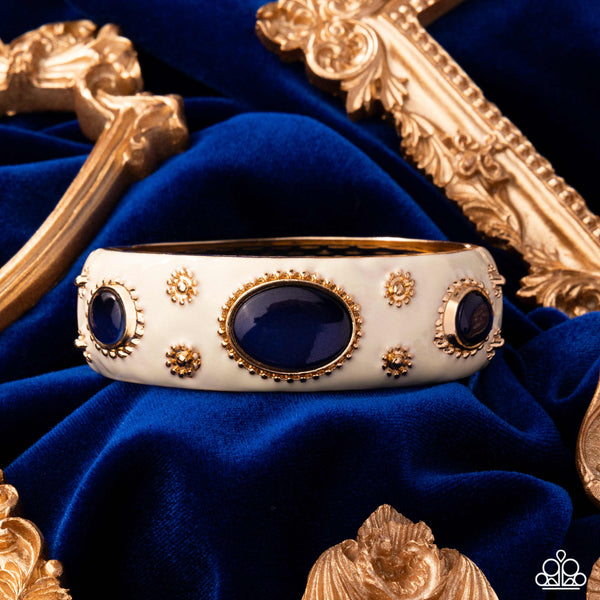Paparazzi Ornate Occasion - Blue Hinged Bangle Bracelet