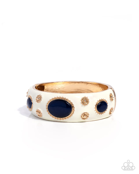 Paparazzi Ornate Occasion - Blue Hinged Bangle Bracelet