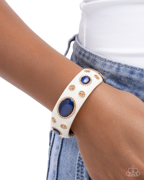 Paparazzi Ornate Occasion - Blue Hinged Bangle Bracelet