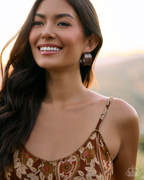 Paparazzi Beautifully Brushed Hoop Copper Earrings