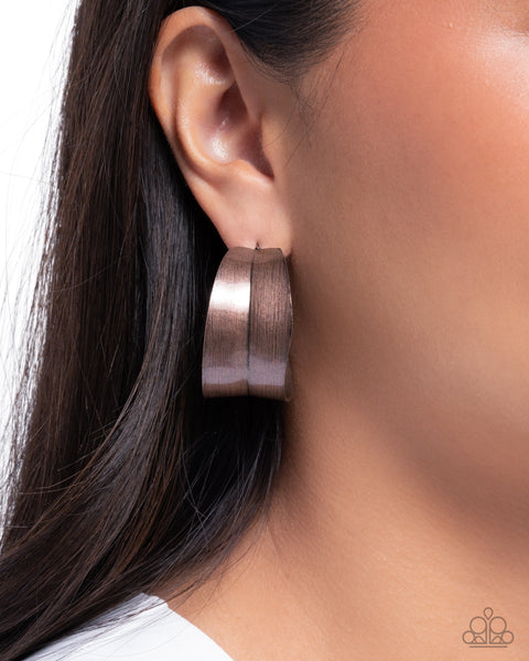 Paparazzi Beautifully Brushed Hoop Copper Earrings