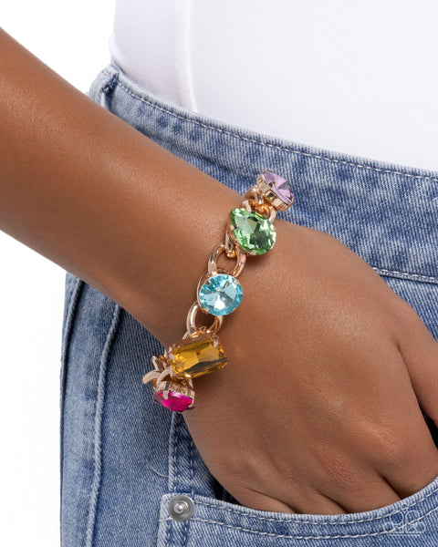 Paparazzi Muted Malibu - Multi Gold Bracelet