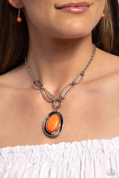 Paparazzi Sandstone Stroll - Orange Necklace