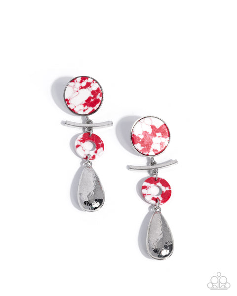 Paparazzi Rustic Report - Red Earrings