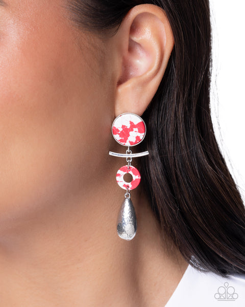 Paparazzi Rustic Report - Red Earrings
