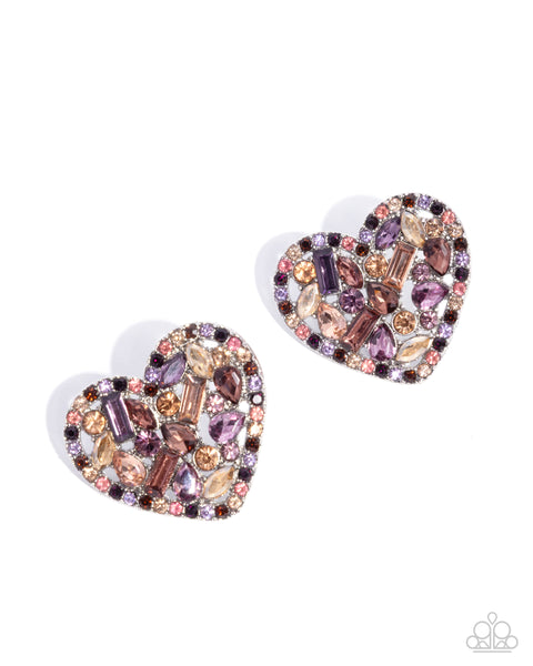 Paparazzi Courting Command - Purple Heart Earrings