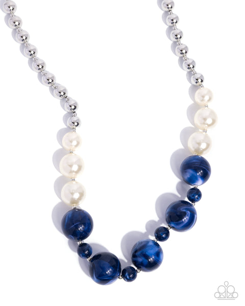 COMING SOON Paparazzi Serendipitous Statement Pearl - Blue Necklace