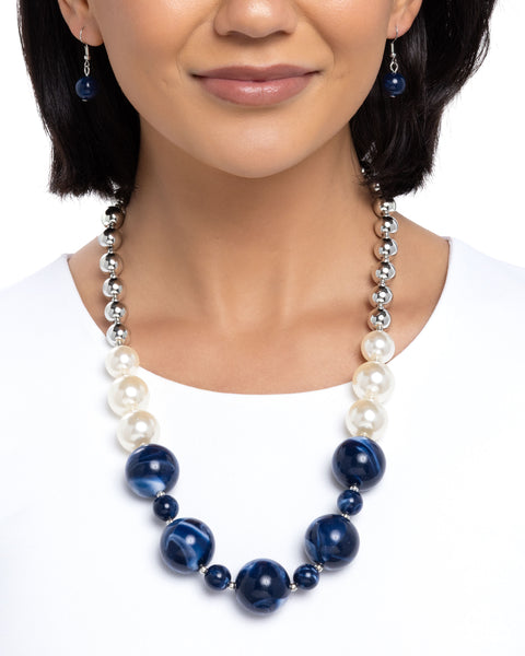 COMING SOON Paparazzi Serendipitous Statement Pearl - Blue Necklace