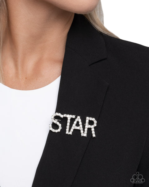 Paparazzi Superstar Sum - White Brooch