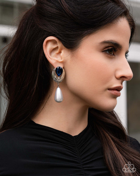 Paparazzi Elegantly Enraptured - Blue Pearl Earrings